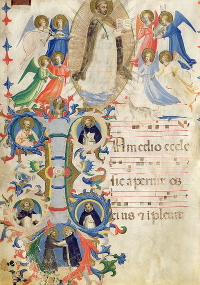 Page Depicting St. Dominic and an Historiated Initial 